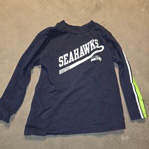 NFL Seattle Seahawks Kids Long Sleeve Tee - Navy and Green